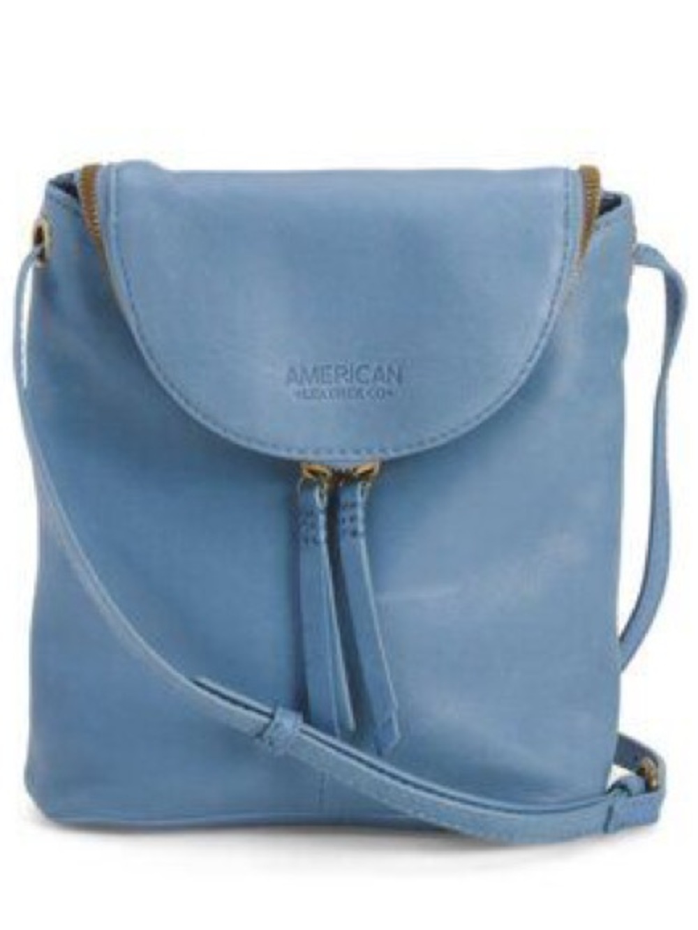 American Leather Co. Sky Blue Crossbody Bag Adjustable Strap